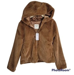 Abercrombie and Fitch Faux Fur‎ Hooded Jacket Size SMALL